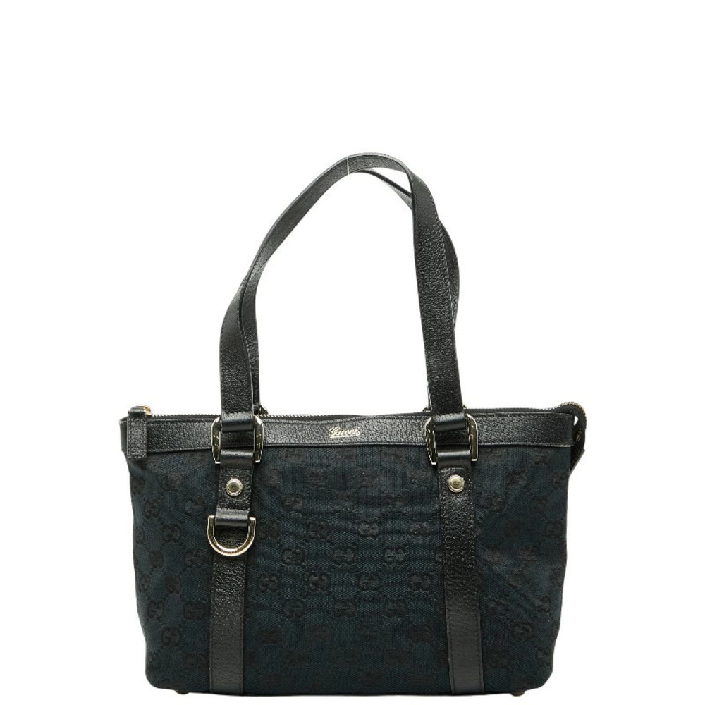 Gucci GG Canvas Abbey Handbag Black Leather